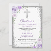 紫の花の初聖体延期のお知らせ 招待状 (正面)