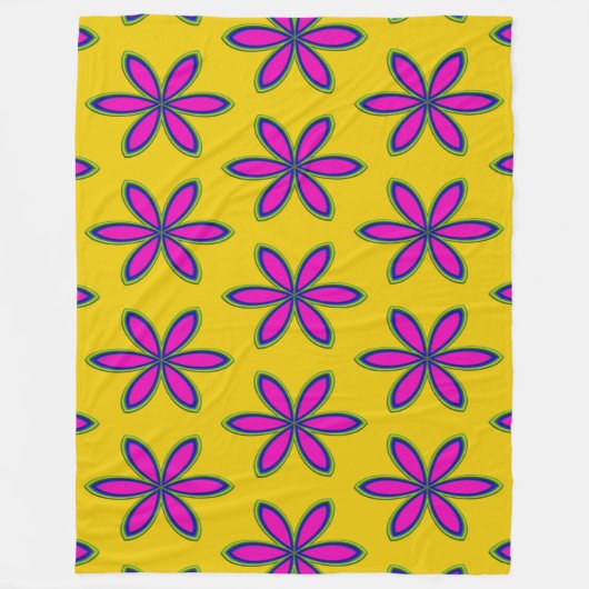 紫の花の区画 フリースブランケット (正面)