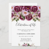 紫の花の女性 ライフセレブレーション招待状 招待状 (正面/裏面)