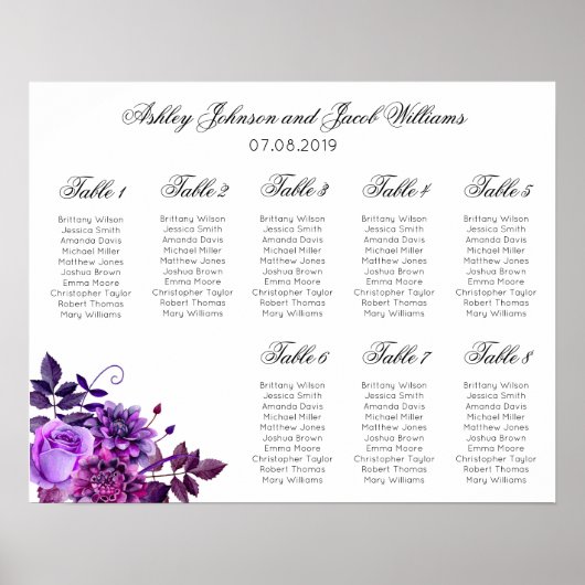 紫の花の座席表のプリント。花嫁 ポスター (正面)