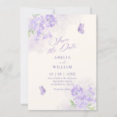 紫の花の庭の結婚式 セーブザデート (正面)