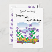 紫の花の朝賛美の ポストカード (正面/裏面)