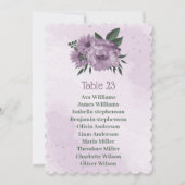 紫の花の植物学的な座席表カード 招待状 (正面)