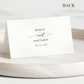 紫の花の模様の手書きスクリプトのオーダーメイド結婚式席札 テーブルナンバー
