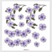 紫の花の水彩画 シール (シート)