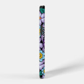 紫の花の砂糖菓子のドクロ iPhoneケース (右側面)