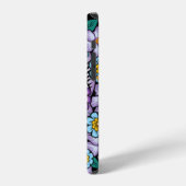 紫の花の砂糖菓子のドクロ iPhoneケース (左側面)