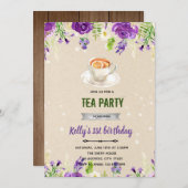 紫の花の茶会への招待 招待状 (正面/裏面)