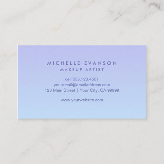 紫の花の青いグラデーシモダンョン 名刺 (裏面)