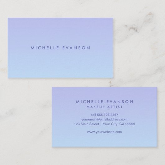 紫の花の青いグラデーシモダンョン 名刺 (正面/裏面)