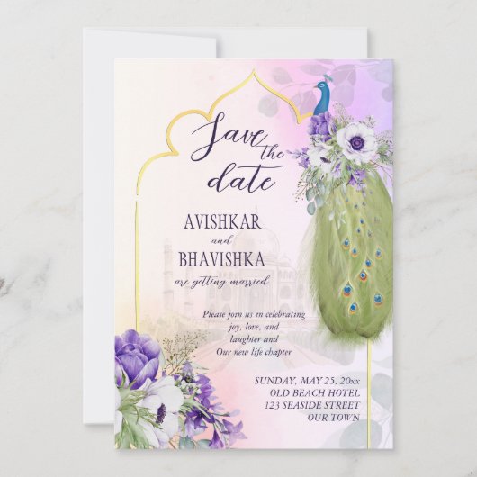 紫の花は日を除く 招待状 (正面)