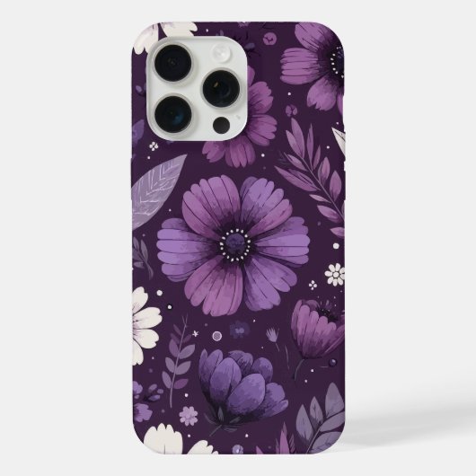 紫の花びらパターン iPhoneケース (裏面)
