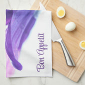 紫の花びらボンアペティキッチンタオル キッチンタオル (四つ折り)