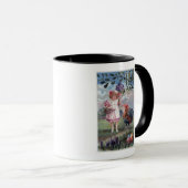 紫の花を咲かせるピンクの少女 マグカップ (正面右)