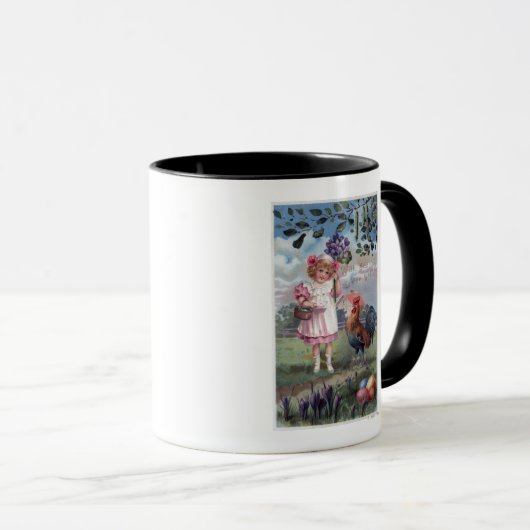 紫の花を咲かせるピンクの少女 マグカップ (正面右)