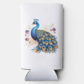 紫の花を持つ孔雀 スリム缶クーラー (裏面)