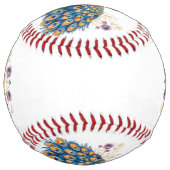 紫の花を持つ孔雀 ソフトボール (裏面)