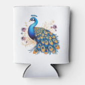 紫の花を持つ孔雀 缶クーラー (正面)