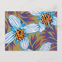 紫の花を持つ白い離れ花 ポストカード