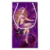 紫の花を持つ美しいファンタジーの女性 スモールペーパーバッグ (裏面)
