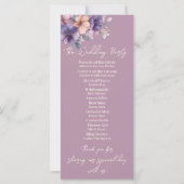 紫の花を結婚式 プログラム (裏面)