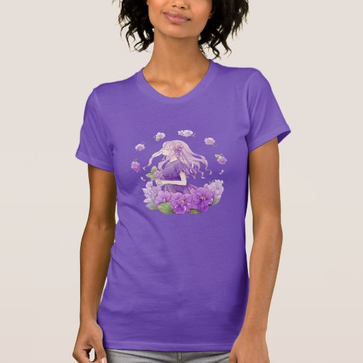 紫の花アニメガール Tシャツ (正面)