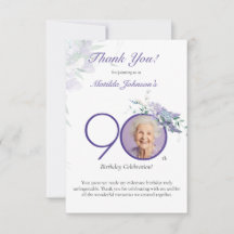 紫の花エレガントな90歳の誕生日記念の写真入りギフト