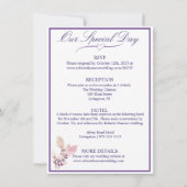 紫の花エレガント白結婚色 招待状 (裏面)