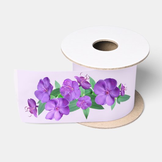 紫の花サテンリボン サテンリボン (リール)