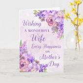 紫の花マザーの日のカード カード (黄色い花)