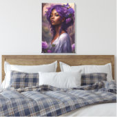 紫の花園の黒人女性 キャンバスプリント (インサイチュ (寝室))