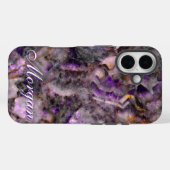 紫の花崗岩エレガント紫の石の紫の大理石 Case-Mate iPhoneケース (裏面 (横))