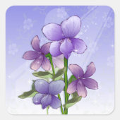 紫の花感謝していにシール スクエアシール (正面)