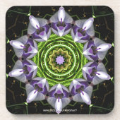 紫の花曼荼羅カレイドスコープアート コースター (正面)
