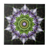 紫の花曼荼羅カレイドスコープアート タイル (正面)