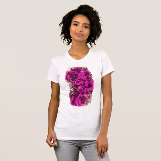 紫の花束バラ水色 Tシャツ (正面フル)