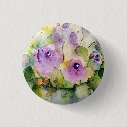 紫の花束・水彩画 缶バッジ (正面)