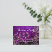 紫の花柄のビジネス用プロフィールカード 名刺 (スタンド正面)