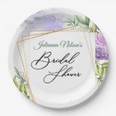 紫の花柄の紙皿 ペーパープレート (正面)