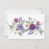 紫の花柄の結婚式招待状 RSVP カード (裏面)