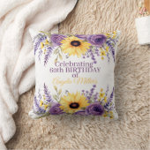 紫の花柄の60歳の誕生日パーティー クッション (ブランケット)