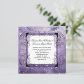 紫の花柄グレンジ結婚式後のお祝い 招待状 (スタンド正面)
