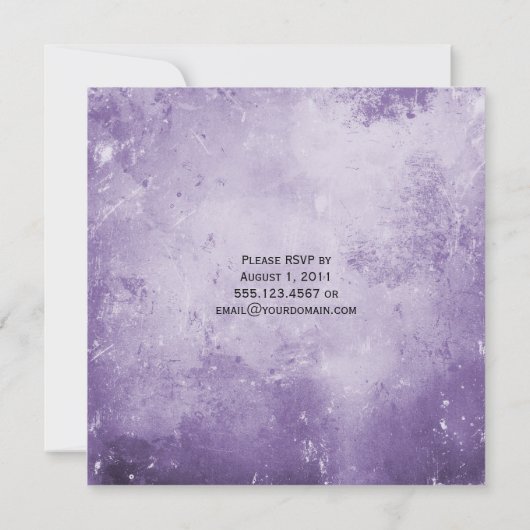 紫の花柄グレンジ結婚式後のお祝い 招待状 (裏面)