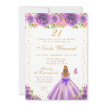 紫の花柄ブロンドヘアのプリンセスの誕生日パーティー