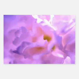 紫の花柄包装紙 フラットシート 3枚セット ラッピングペーパーシート