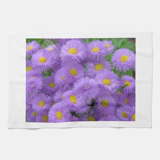 紫の花柄 キッチンタオル (横)