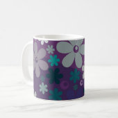 紫の花柄 コーヒーマグカップ (正面左)