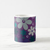 紫の花柄 コーヒーマグカップ (中央)