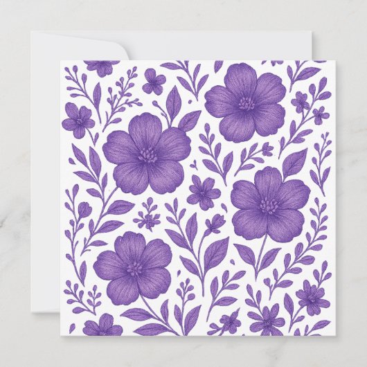紫の花柄 シーズンカード (正面)