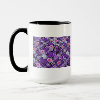 紫の花柄 マグカップ